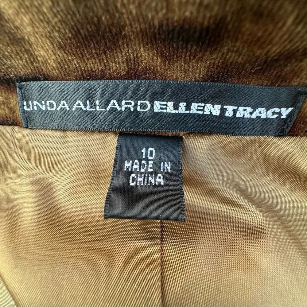 Linda Allard Ellen Tracy Brown BOHO Print Velour Jacket Relaxed Fit Lined Art - Picture 2 of 16
